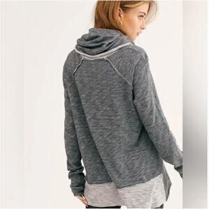 FREE PEOPLE Beach Two Body Corps Deux Cowl Neck Cotton Pullover Sweatshirt - OS